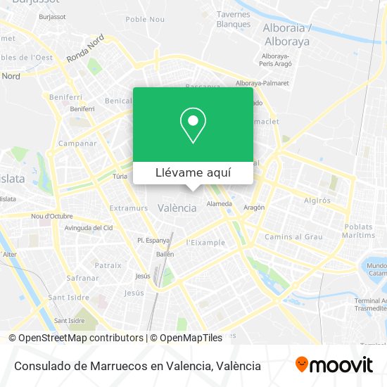 Mapa Consulado de Marruecos en Valencia