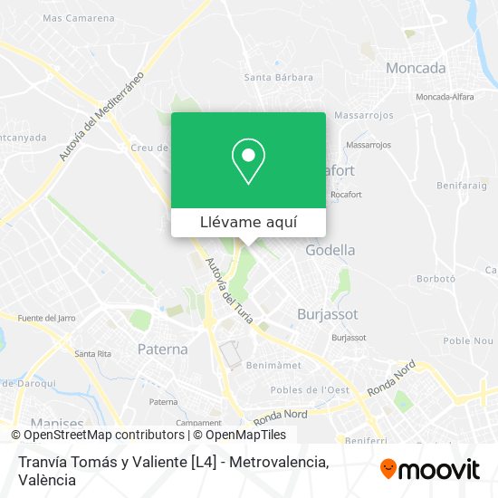 Mapa Tranvía Tomás y Valiente [L4]  - Metrovalencia