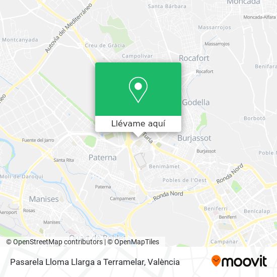 Mapa Pasarela Lloma Llarga a Terramelar