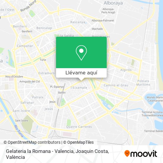 Mapa Gelateria la Romana - Valencia, Joaquin Costa