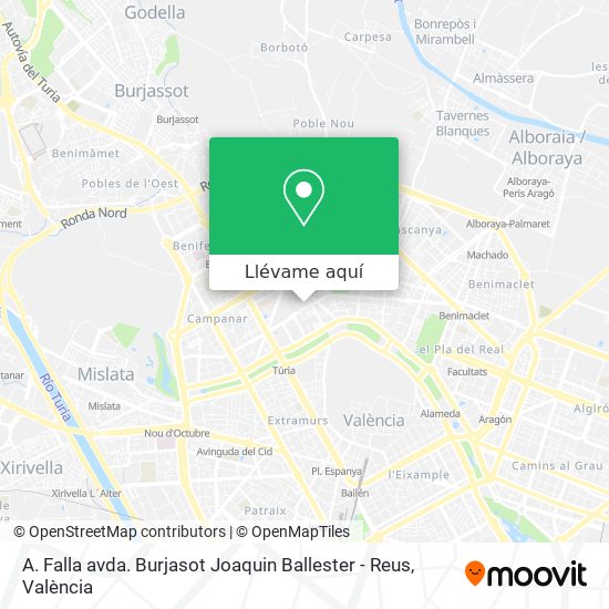 Mapa A. Falla avda. Burjasot Joaquin Ballester - Reus