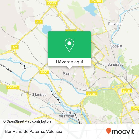 Mapa Bar Paris de Paterna, Avenida Jacinto Benavente 46980 Paterna