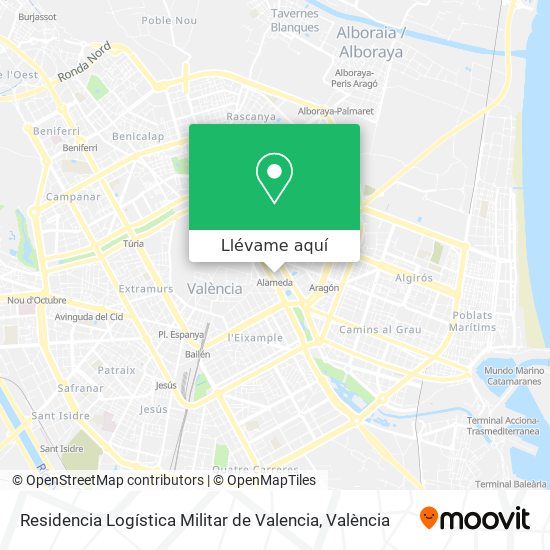 Mapa Residencia Logística Militar de Valencia