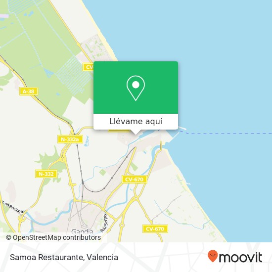 Mapa Samoa Restaurante, Calle Virgen 46730 Grau de Gandia Gandia