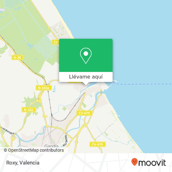 Mapa Roxy, Avinguda Pau, 1 46730 Grau de Gandia Gandia