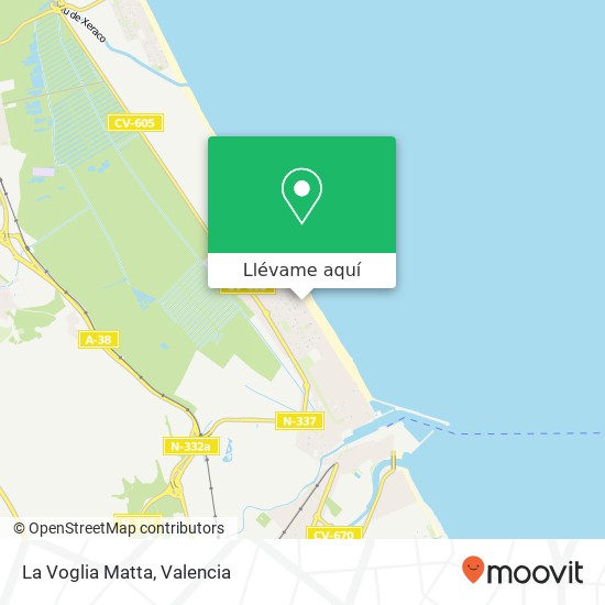 Mapa La Voglia Matta, Paseo Marítimo de Neptuno, 85 46730 Grau de Gandia Gandia