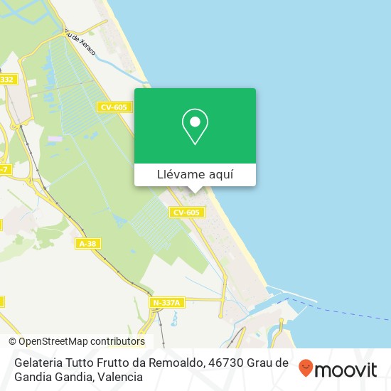 Mapa Gelateria Tutto Frutto da Remoaldo, 46730 Grau de Gandia Gandia