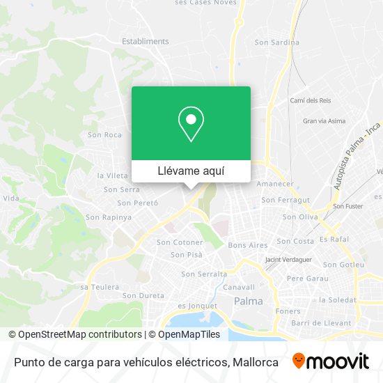 Mapa Punto de carga para vehículos eléctricos