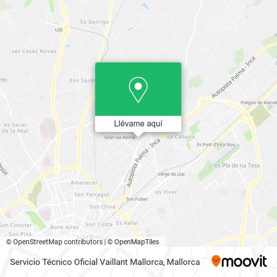 Mapa Servicio Técnico Oficial Vaillant Mallorca