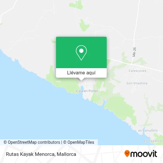 Mapa Rutas Kayak Menorca