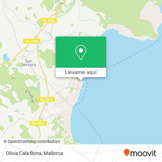 Mapa Olivia Cala Bona, Avinguda de n'Antoni Garau 07559 Cala Bona Son Servera