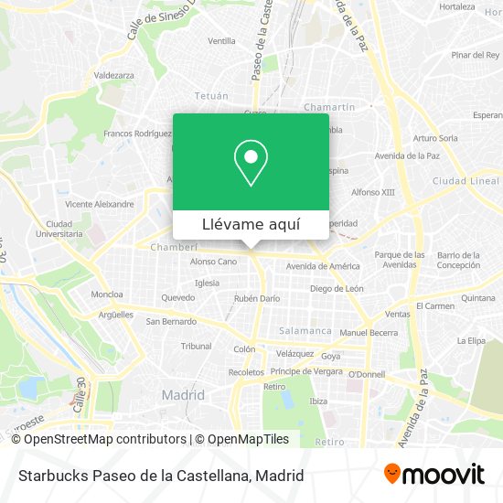 Mapa Starbucks Paseo de la Castellana