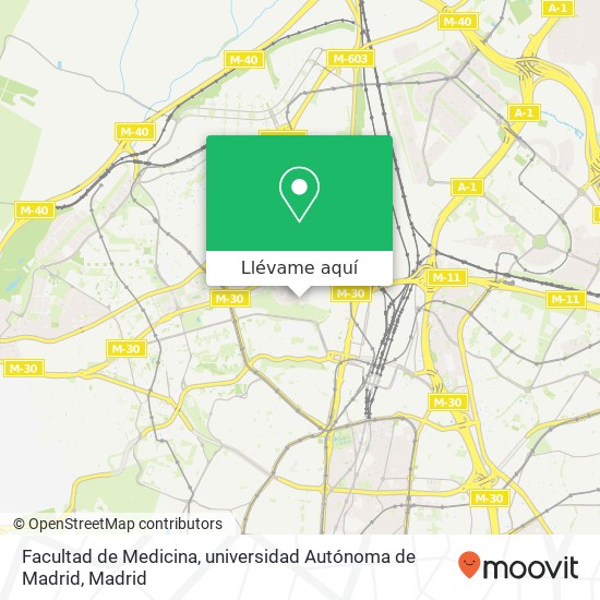 Mapa Facultad de Medicina, universidad Autónoma de Madrid