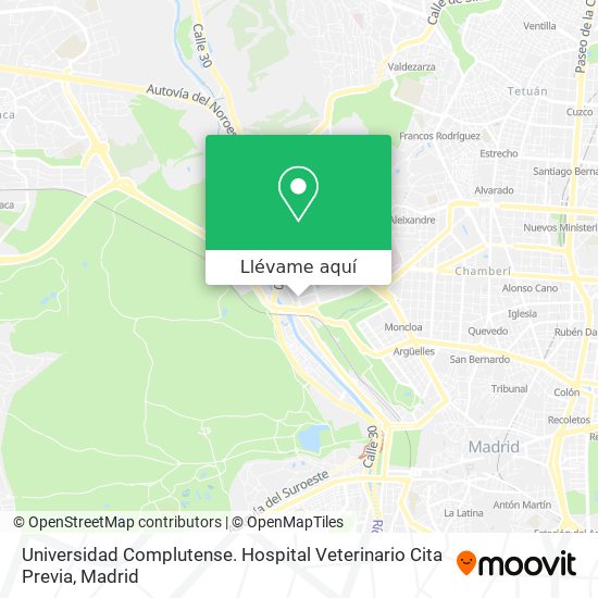 Mapa Universidad Complutense. Hospital Veterinario Cita Previa