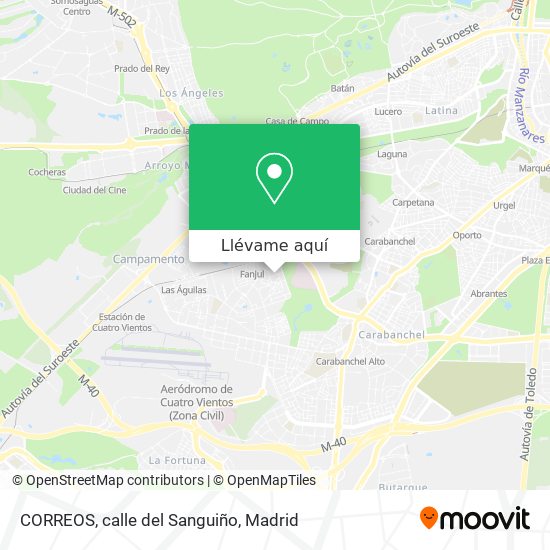 Mapa CORREOS, calle del Sanguiño