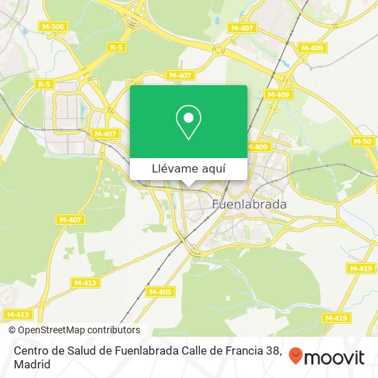 Mapa Centro de Salud de Fuenlabrada Calle de Francia 38