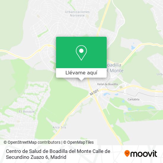 Mapa Centro de Salud de Boadilla del Monte Calle de Secundino Zuazo 6