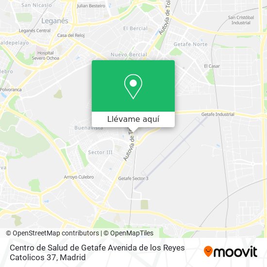 Mapa Centro de Salud de Getafe Avenida de los Reyes Catolicos 37