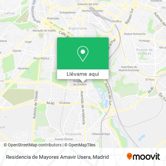 Mapa Residencia de Mayores Amavir Usera