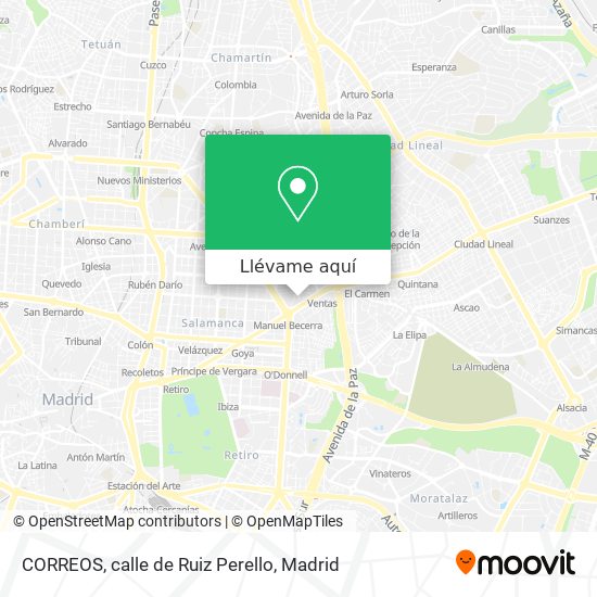 Mapa CORREOS, calle de Ruiz Perello