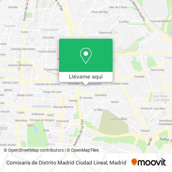 Mapa Comisaría de Distrito Madrid Ciudad Lineal