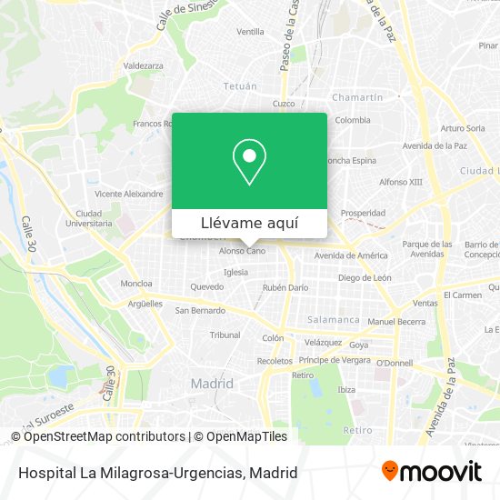 Mapa Hospital La Milagrosa-Urgencias