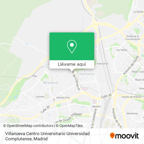 Mapa Villanueva Centro Universitario Universidad Complutense