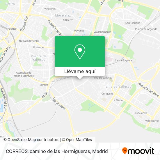 Mapa CORREOS, camino de las Hormigueras