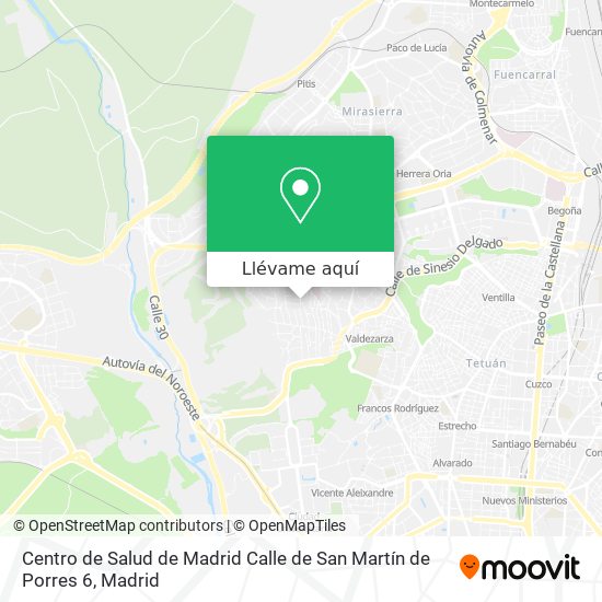 Mapa Centro de Salud de Madrid Calle de San Martín de Porres 6