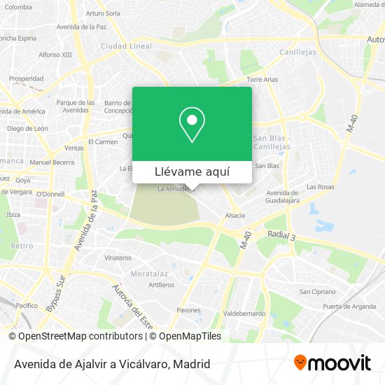 Mapa Avenida de Ajalvir a Vicálvaro