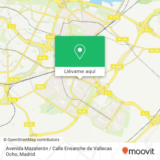 Mapa Avenida Mazaterón / Calle Ensanche de Vallecas Ocho