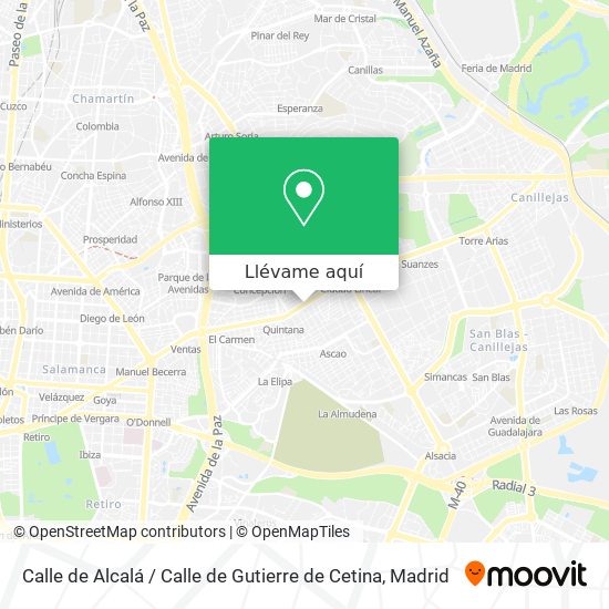 Mapa Calle de Alcalá / Calle de Gutierre de Cetina