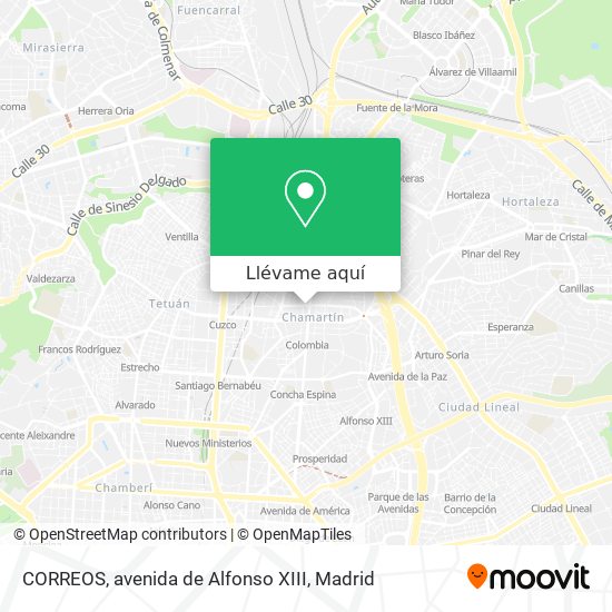 Mapa CORREOS, avenida de Alfonso XIII