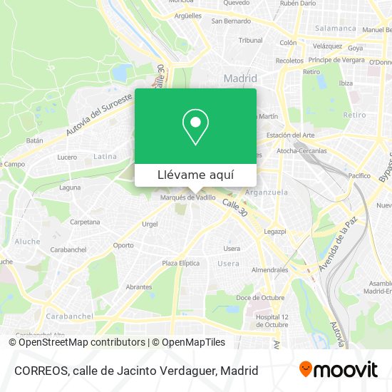 Mapa CORREOS, calle de Jacinto Verdaguer