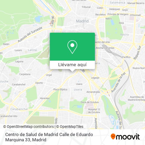 Mapa Centro de Salud de Madrid Calle de Eduardo Marquina 33