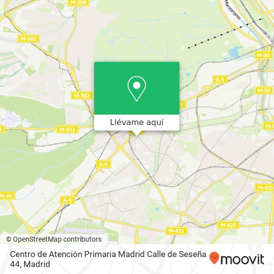 Mapa Centro de Atención Primaria Madrid Calle de Seseña 44