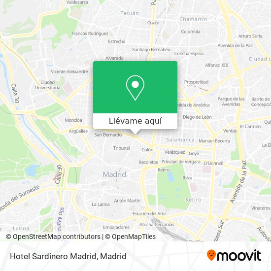Mapa Hotel Sardinero Madrid