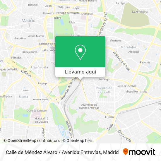 Mapa Calle de Méndez Álvaro / Avenida Entrevías