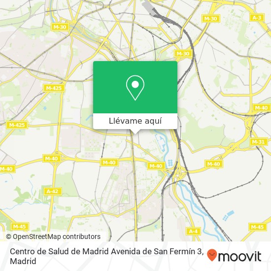 Mapa Centro de Salud de Madrid Avenida de San Fermín 3