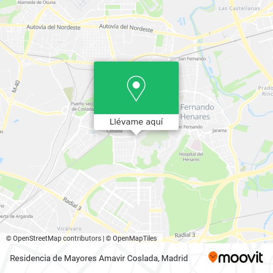 Mapa Residencia de Mayores Amavir Coslada