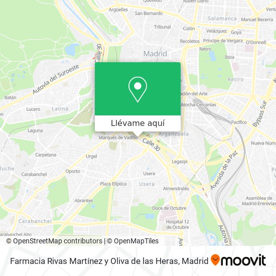 Mapa Farmacia Rivas Martínez y Oliva de las Heras