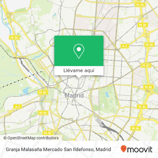 Mapa Granja Malasaña Mercado San Ildefonso