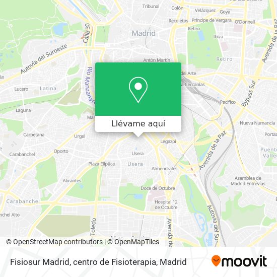 Mapa Fisiosur Madrid, centro de Fisioterapia