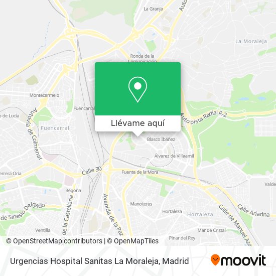 Mapa Urgencias Hospital Sanitas La Moraleja