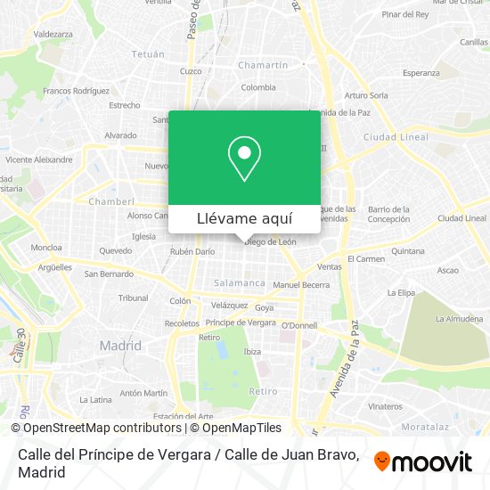 Mapa Calle del Príncipe de Vergara / Calle de Juan Bravo