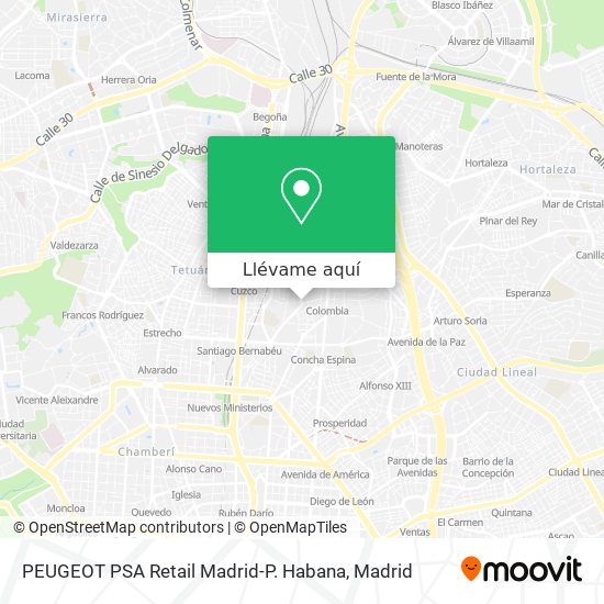 Mapa PEUGEOT PSA Retail Madrid-P. Habana