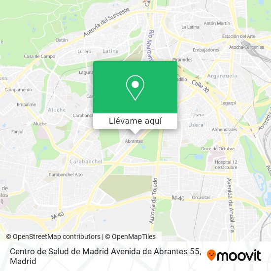Mapa Centro de Salud de Madrid Avenida de Abrantes 55