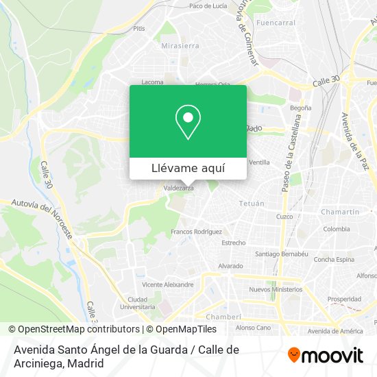 Mapa Avenida Santo Ángel de la Guarda / Calle de Arciniega