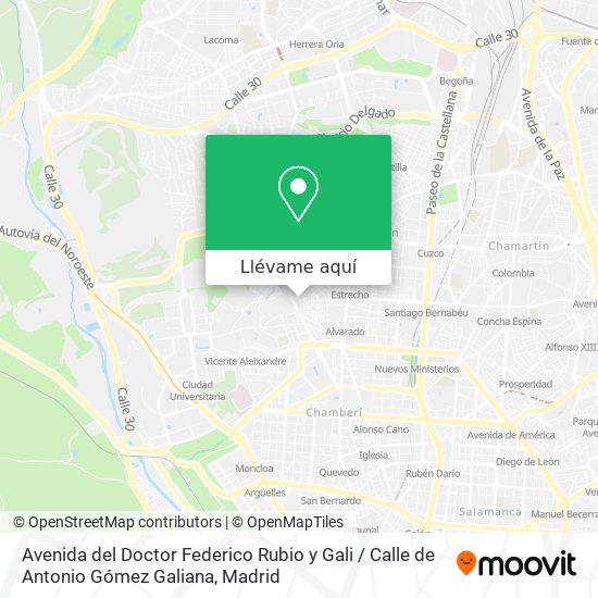 Mapa Avenida del Doctor Federico Rubio y Gali / Calle de Antonio Gómez Galiana