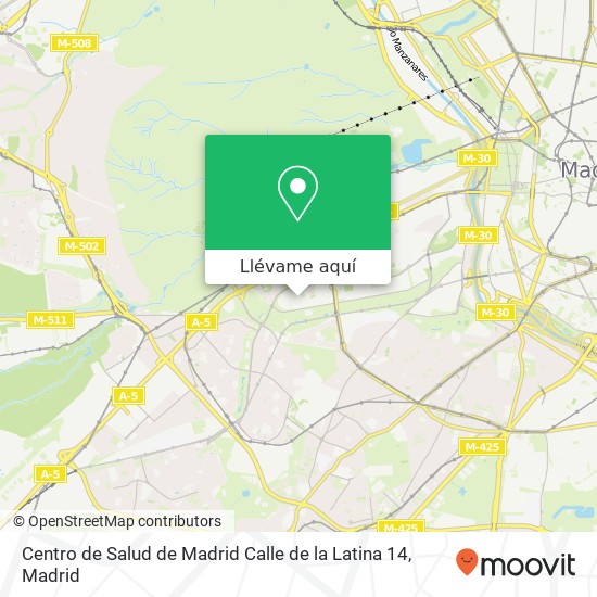 Mapa Centro de Salud de Madrid Calle de la Latina 14
